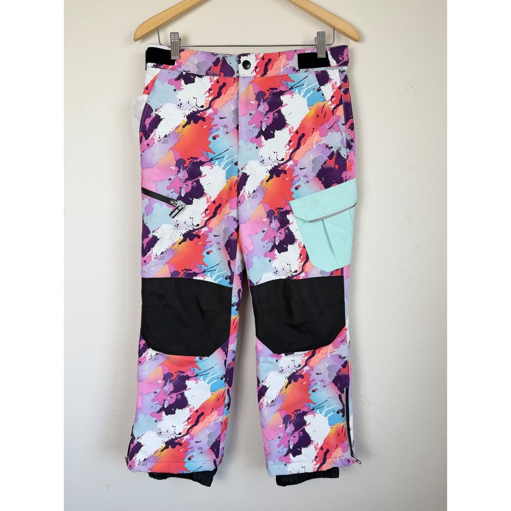 SwissTech Girls Snow Pants L 10-12 Ski Insulated Waterproof Colorful Cargo